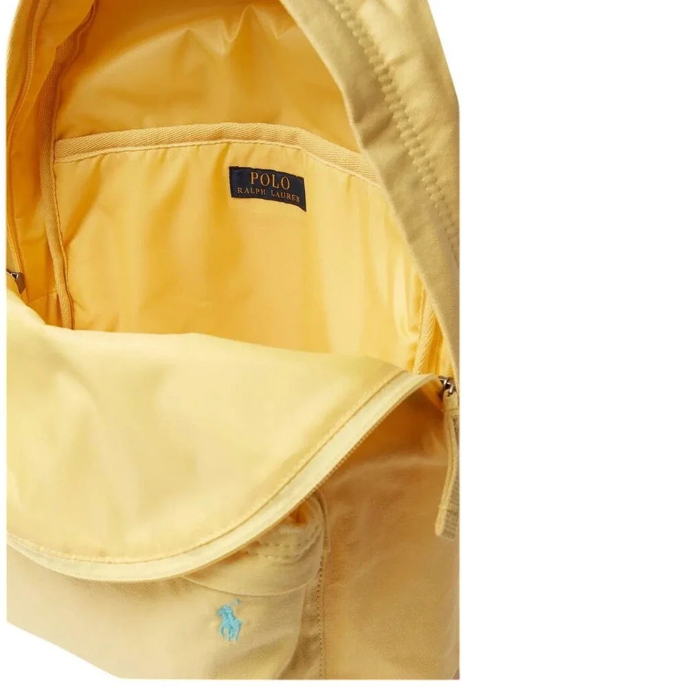 Polo‎ Ralph Lauren Yellow Backpack Canvas Blue Pony Embroidered Unisex New